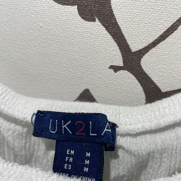 UK2LA 2 for $15 Black and White Off Shoulder Crop Top Tee Size Medium - Picture 7 of 9